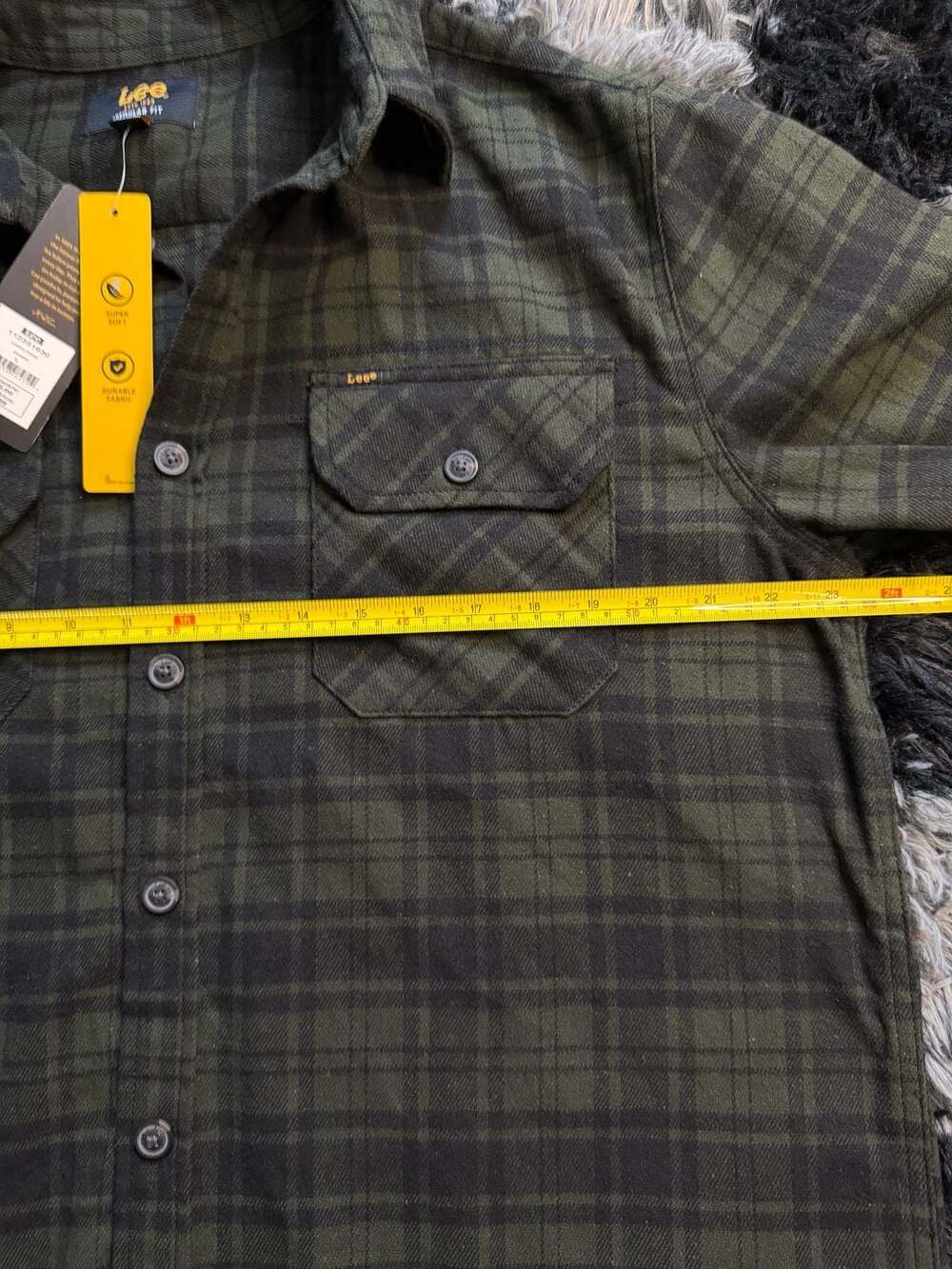 Lee Men's Regular Fit Long-Sleeve Plaid Flannel Shirt in Rosin NWT - Picture 7 of 8